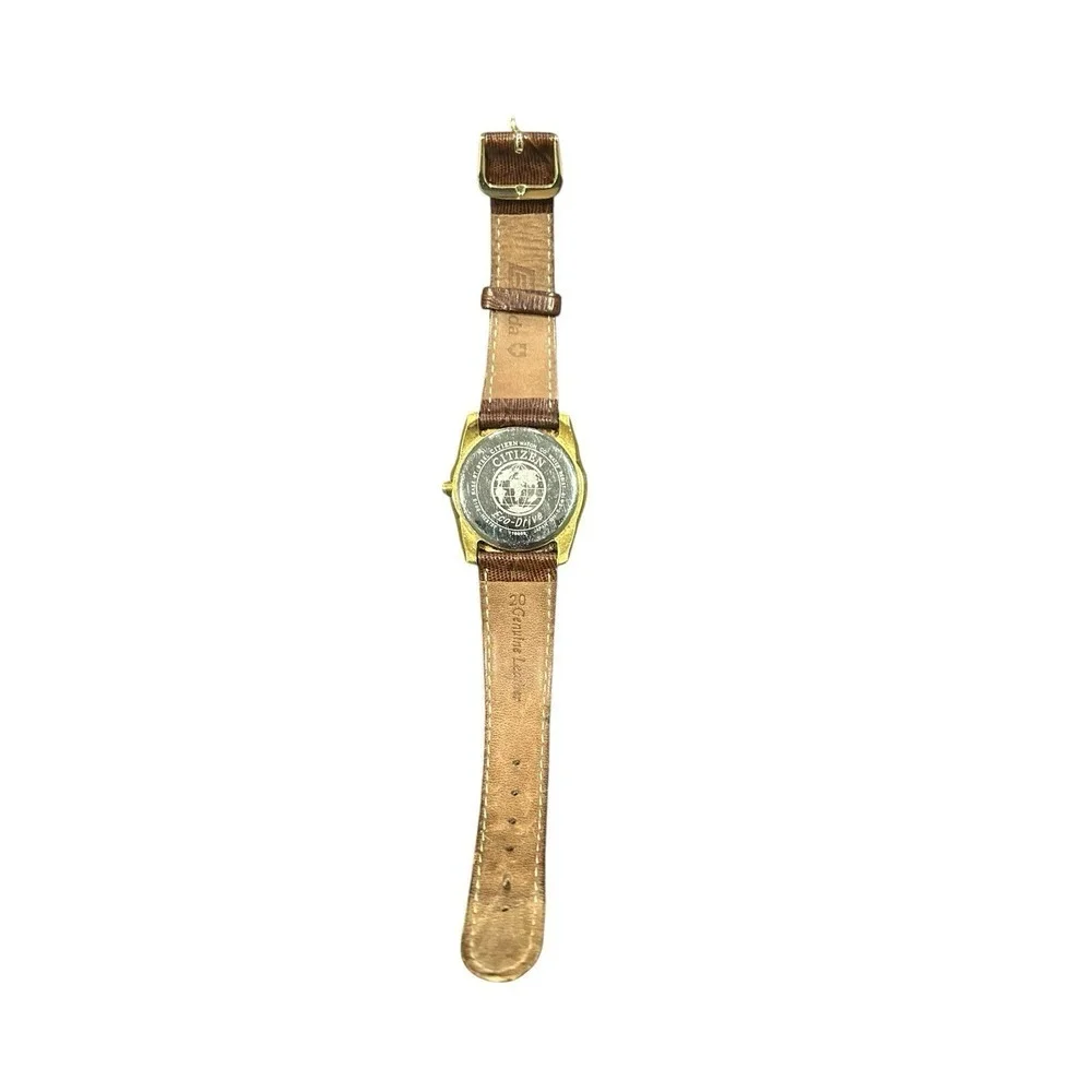 CITIZEN Eco-Drive Calendar Watch E100-H25721 Gold Plated Over Stainless Steel